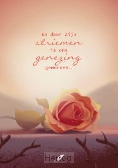 En door Zijn striemen is ons genezing geworden.. - wenskaart met Bijbeltekst en envelop